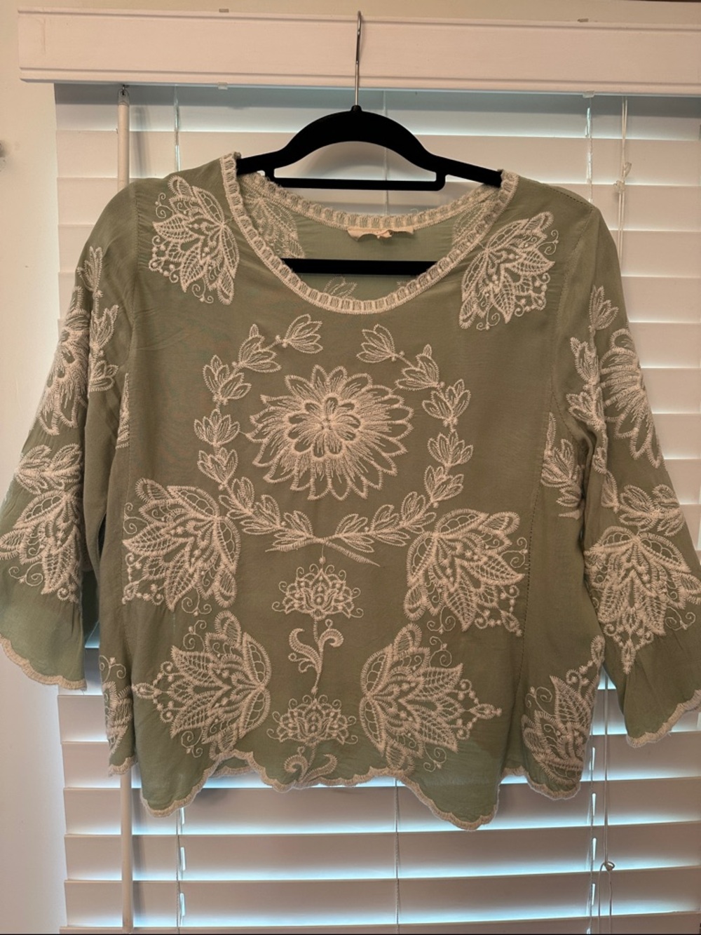 Solitaire Sage Green Embroidered Tunic Top